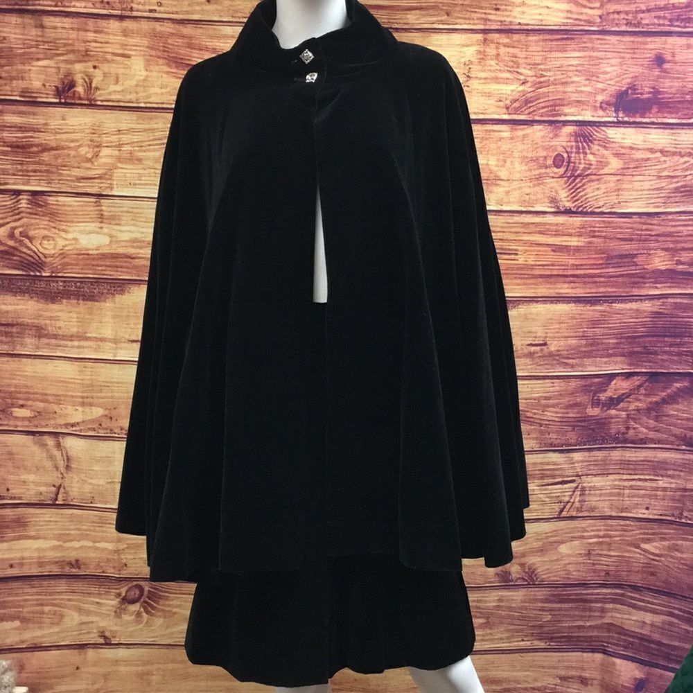 Vintage Chloe 1950’s Black Velvet Cape Skirt Set